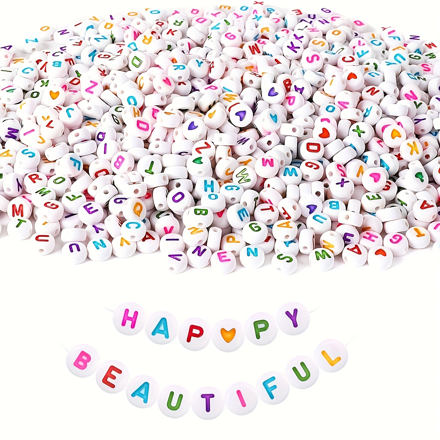 1000/500/250Pcs Colored Letter Acrylic Beads for DIY Jewellery